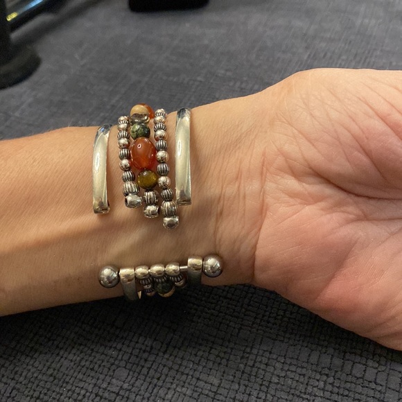 Carolyn Pollack Sterling Silver bracelet, Turquoise, Tigers eye & Natural Stones - Picture 2 of 6